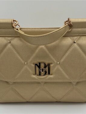 Badgley Mischka Quilted Satchel in Light Gold
